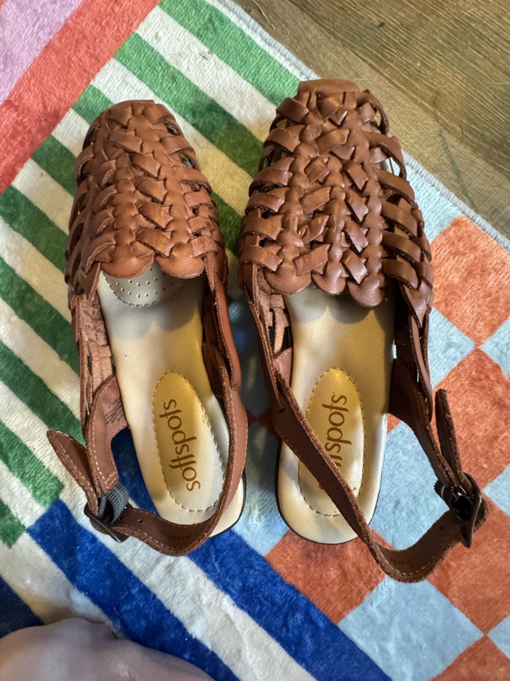 Softspots Woven Leather Slingback Sandals in Brown